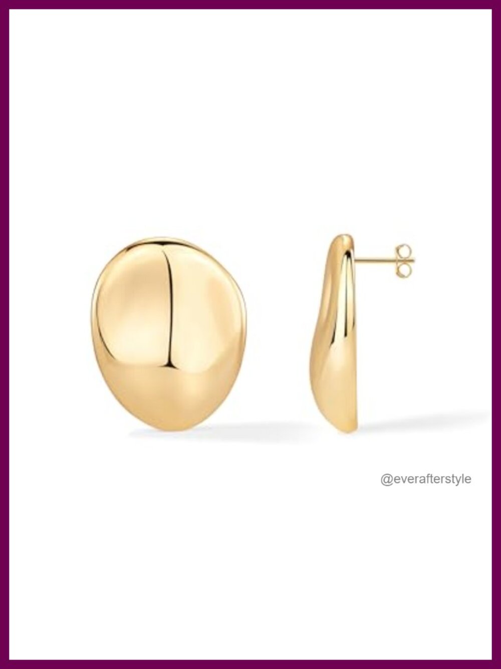 14K Gold Plated Chunky Statement Stud Earrings Hammered Vintage 925 Silver Posts